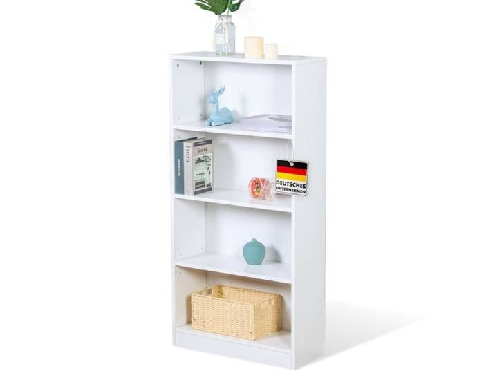 Bibliothèque Maine Étagère blanche sur pied en bois à 3/4/6 étages Blanc 60 x 24 x 121.5 cm (4 étages)