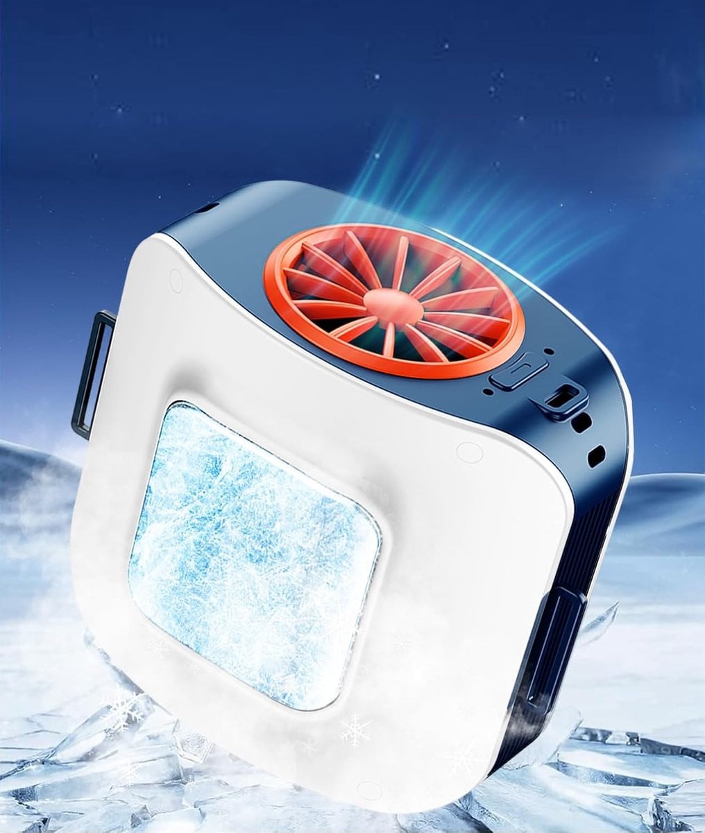Draagbare Shirtventilator met Koelplaat en 10000mAh USB Oplaadbare Accu, Mini Heup en Halsventilator in Blauw of Wit