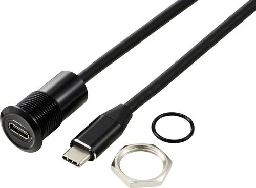 TRU COMPONENTS USB-C (3.1) Buchse/Stecker 1m Kabel schwarz TC-13376328 Inhalt: 1St.