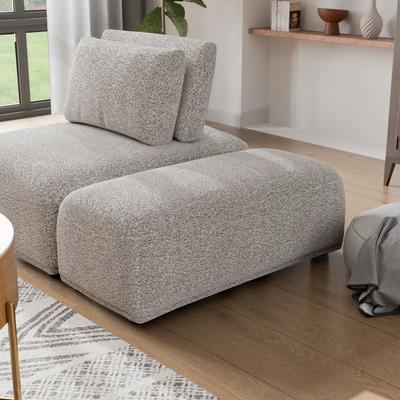 Furniture of America Lyndon FSC & OEKO TEX Fabric Modular Ottoman Piece with Solid Wood Legs