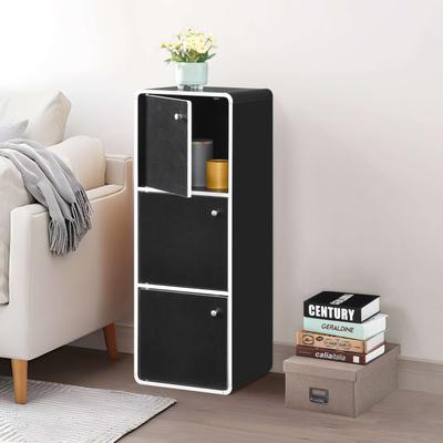 InRoom Designs 3-Door Storage Cabinet, Enclosed Multi-Tier Shelving, Freestanding Organizer for Living Room and Home Office
