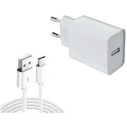 DLH 12W USB-A CHARGER USB-C CABLE (12 W, 1 Port), USB Ladegerät, Weiss