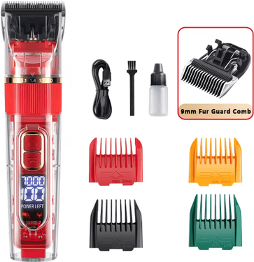 Inspire Picks Professional Rechargeable Dog Clipper Pet Grooming Trimmer For Dogs & Cats red 9mm Set