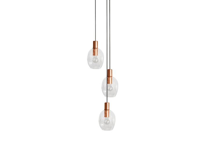 Lustre métal cuivre abatjour verre transparent