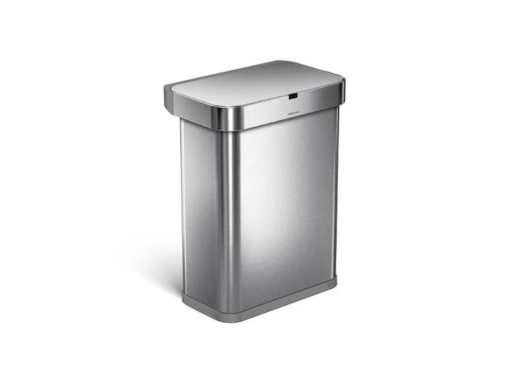 Simplehuman 58L rechteckiger Sensor-Mülleimer mit Sprachsteuerung, gebürstet
