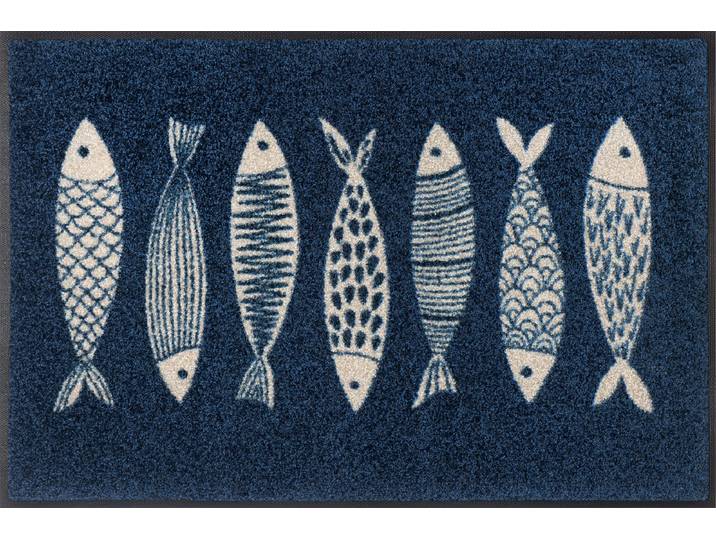Fussmatte Fish Tango , blau, B:50cm H:7mm L:75cm, Polyamid, WASH+DRY BY KLEEN-TEX, Teppiche, Fussmatte