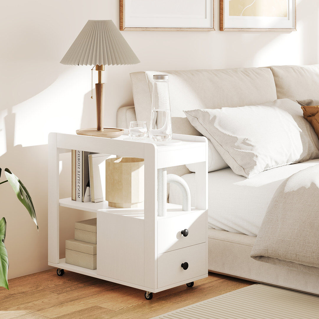 Latitude Run End Table White 62cm H X 65cm W X 30cm D