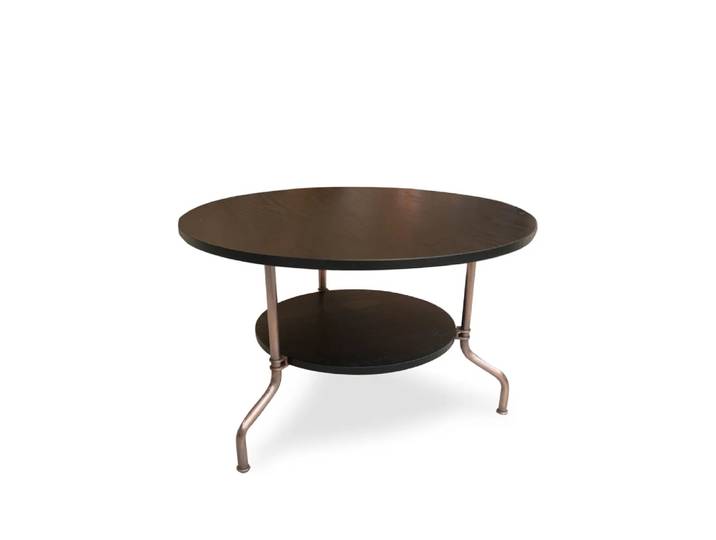 Källemo Table Sven Chêne laqué noir-piètement traité cuivre, Ø80 cm