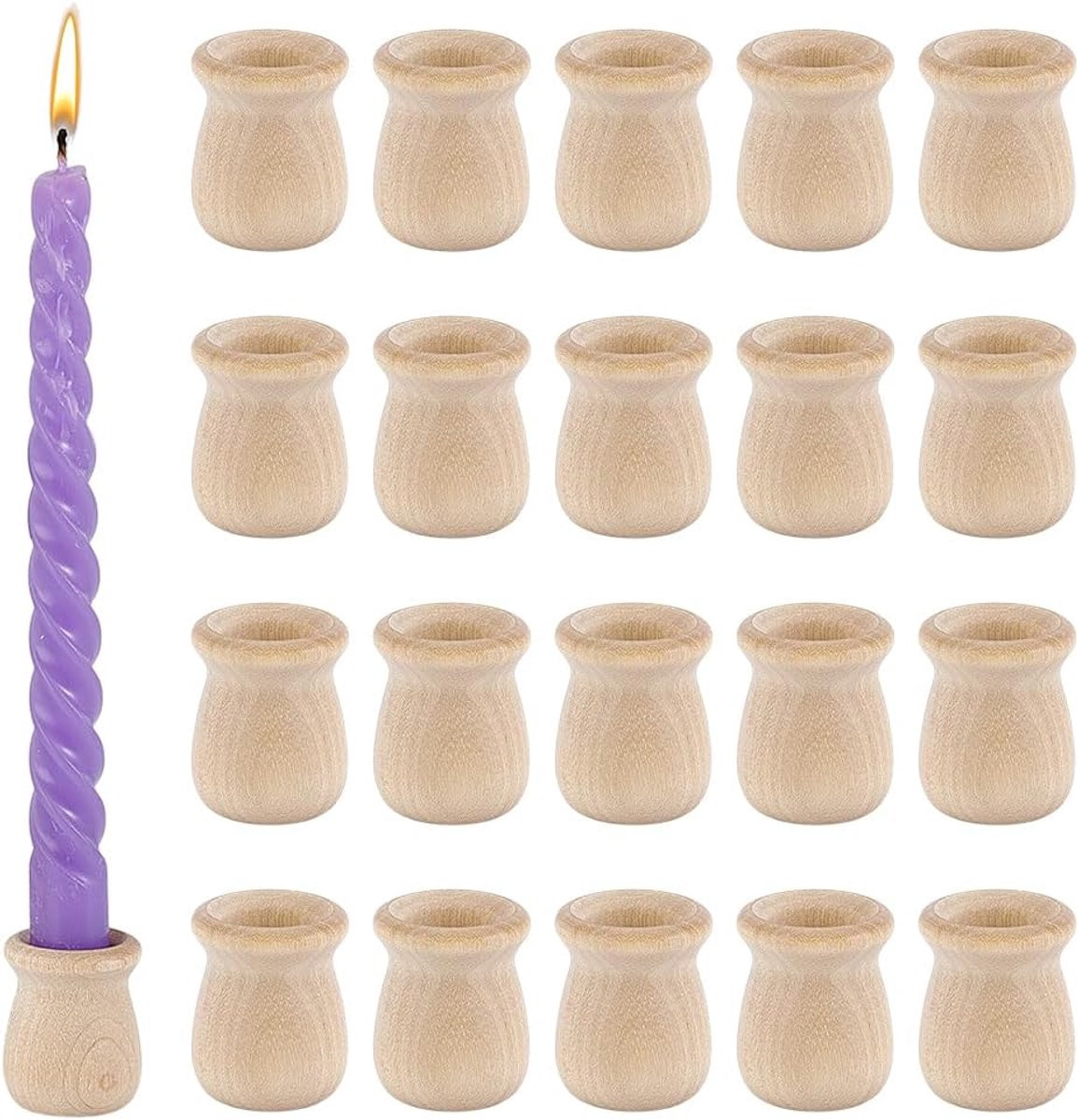 Set van 20 natuurlijke houten kaarsenbakjes voor tealights en decoratie