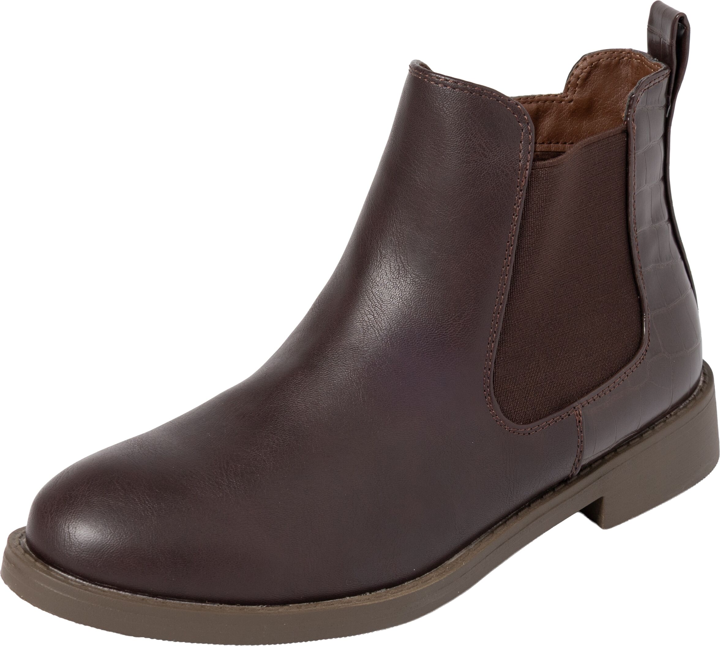 Chelseaboots ANISTON SHOES, Damen, Gr. 40, wärmend, braun, Lederimitat, unifarben, Basic, Schuhe Chelseaboots, Ankle Boots mit Croco-Besatz - NEUE KOLLEKTION braun 40, wärmend