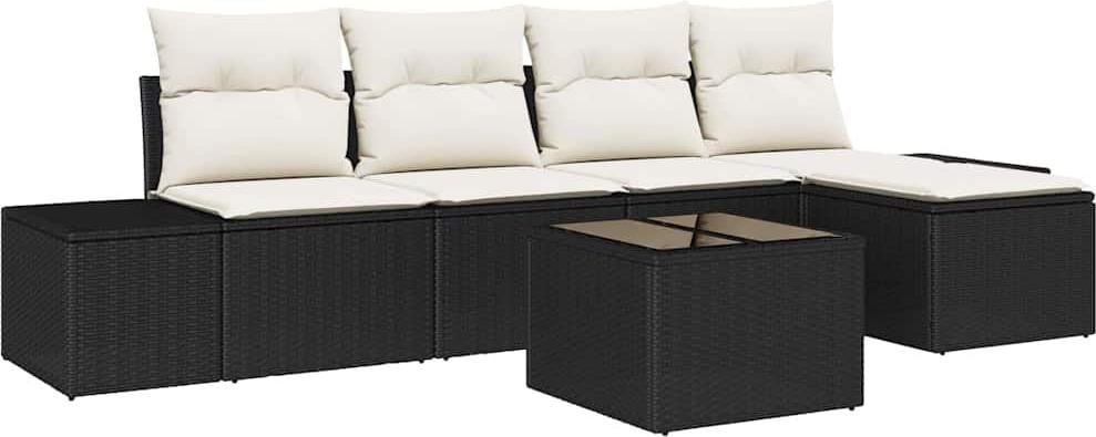 vidaXL Bankset 6 stuks zwart Polyrotan