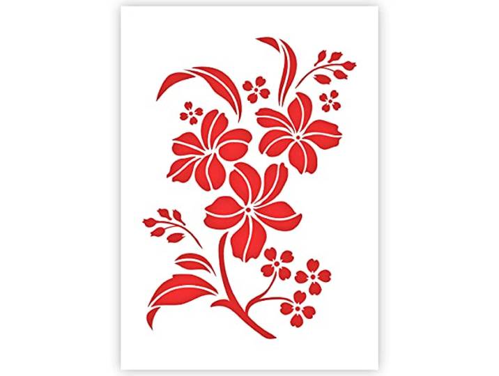 QBIX Bloemen Sjabloon – Botanisch Stencil Bloemen en Bladeren A5, A4 en A3 – Herbruikbaar Sjabloon voor Schilderen, Muur en Hobby (A3-29,7 x 42 cm)