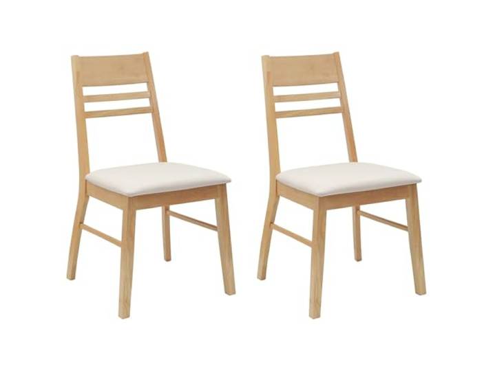 Coespram 2er Set Esszimmerstühle Massivholz Küchenstühle Natur 43x54x89cm Ergonomische Beistellstühle aus Kautschukbaum für Küche, Wohnzimmer und Essbereich. Pflegeleichtes skandinavisches Design.