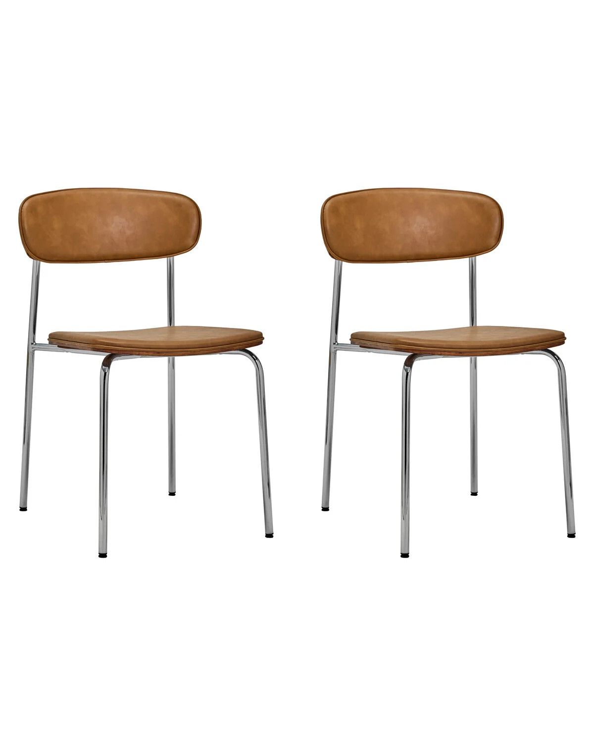 House Doctor Pova stoelen set van 2 stuks, cognac/chroom