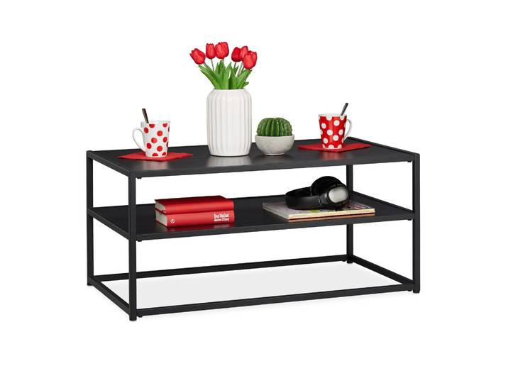 Couchtisch schwarz mit Ablage Schwarz