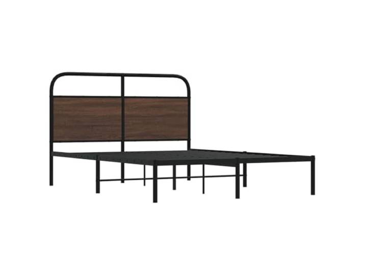 KTHLBRH Bettgestell Eiche braun 120 x 200 cm mit Kopfteil Gestell aus Stahl, Lattenrost, optimale Unterstützung, für Schlafzimmer