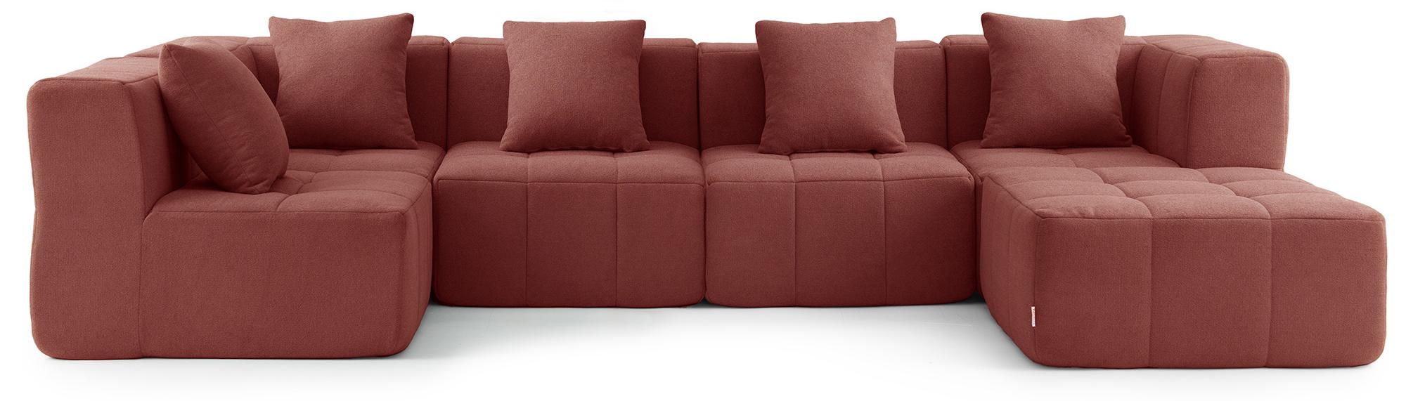 MILYSOFA SOFABULOUS 5-Sitzer modulares Ecksofa mit Chaiselongue, feiner Schlingenstoff, Terrakottarot