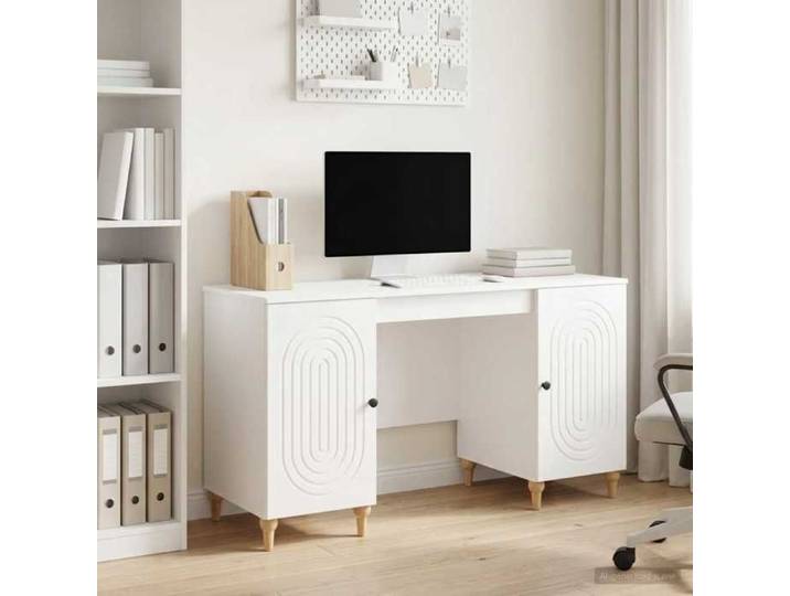 Bureau blanc brillant 142 5x50x75 cm bois ingénierie bureau finition laquée design épuré