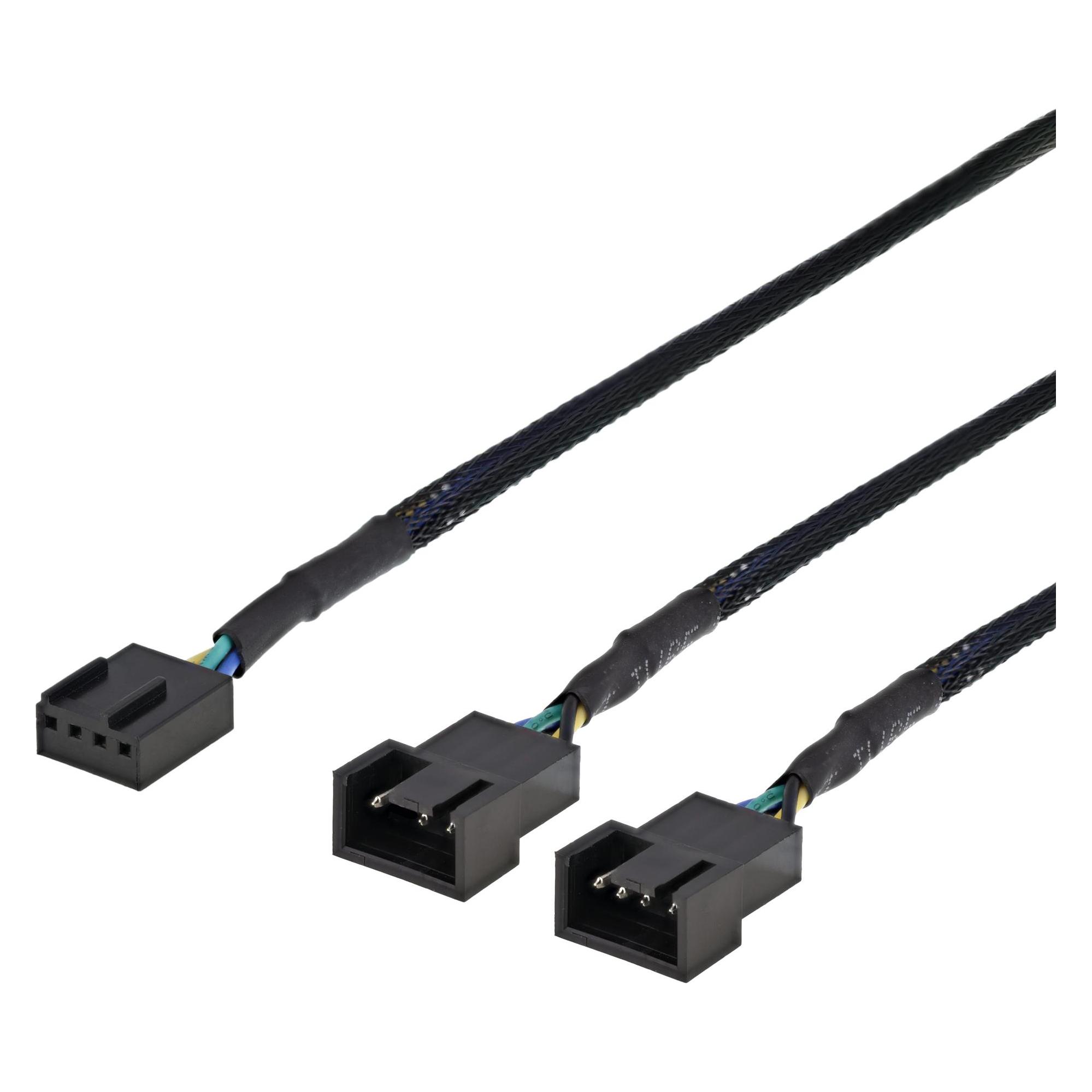 Deltaco splitter för PWM-flaektar 4-pin till 2x4-pin ho svart (SSI-66)