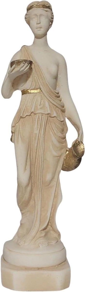 Handgemaakt Albast Standbeeldje Godin van de Jeugd met Oude Patina - 16 cm