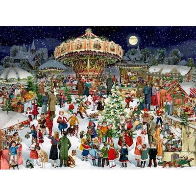 A3-Wand-Adventskalender – Nostalgischer Weihnachtsmarkt