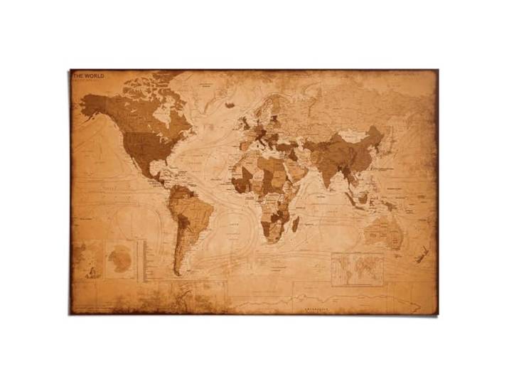 Poster Wereldkaart antiek 61 x 91,5