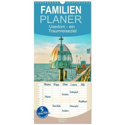 Familienplaner 2027 - Usedom - ein Traumreiseziel mit 5 Spalten (Wandkalender, 21 x 45 cm) CALVENDO