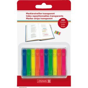 Brunnen Haftmarker 1055886, transparent, Folie, beschriftbar, 10 x 20 Streifen, Neonfarben