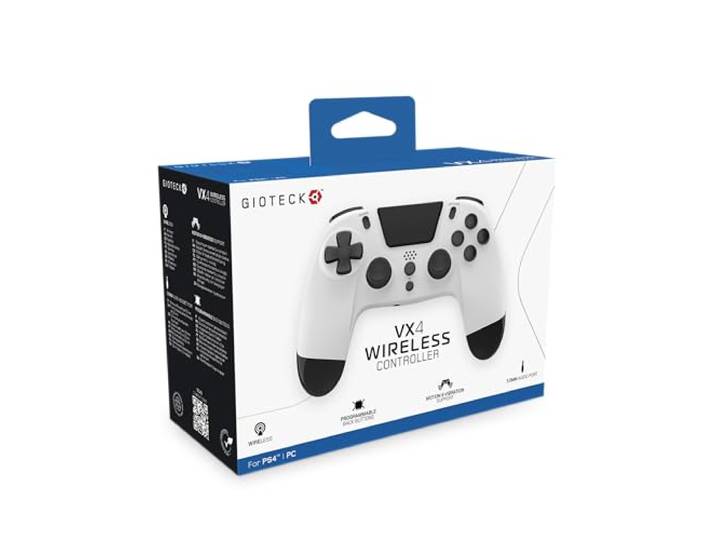 Gioteck - Manette sans fil premium bluetooth VX4 Blanc pour PS4 et PC