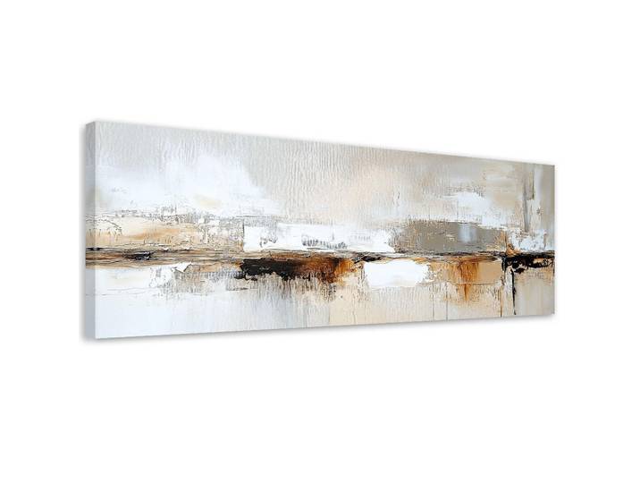 Feeby Leinwandbild Abstrakte graue, goldbraune Lofts 150x50cm, Beige, Rechteckig, 150x50 cm, Bilder & Rahmen, Bilder, Leinwandbilder