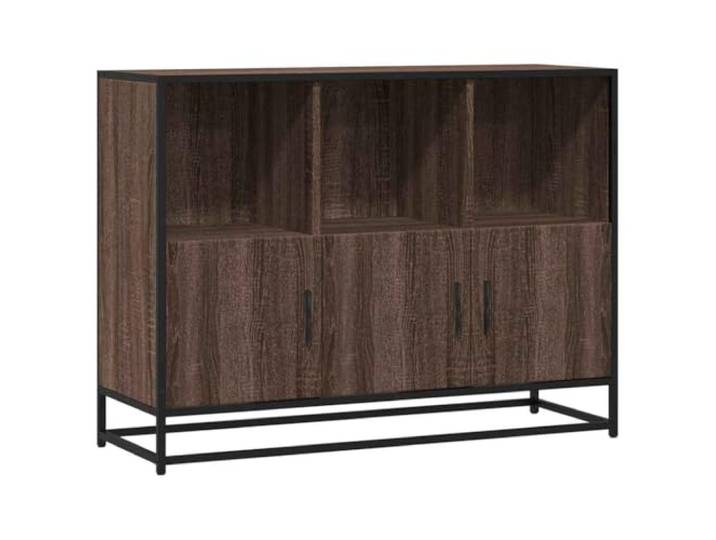 HEFZGDB Industrielles Aufbewahrungsmöbel Sideboard Braun Eichen-Optik 100x35x76 cm aus Holzwerkstoff langlebig, modernes Sideboard mit Metallgestell und reichlich Stauraum