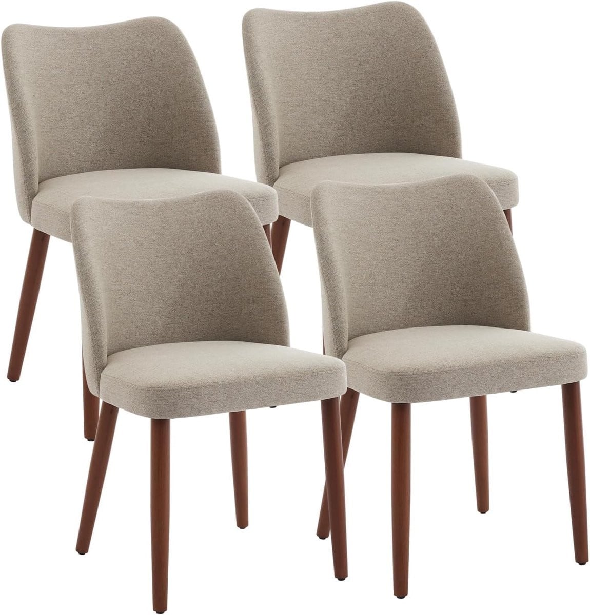 Eetkamerstoelen Set van 4 met Wing Backrest en Houten Poten
