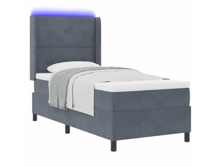 KKgypkn Boxspringbett mit Matratze und LED-Beleuchtung, Dunkelgrau, 100 x 200 cm, Samt