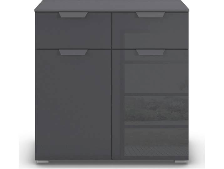 Kommode USCHI II Kunststoff 81 x 80 x 42 cm Grau metallic/Glas...