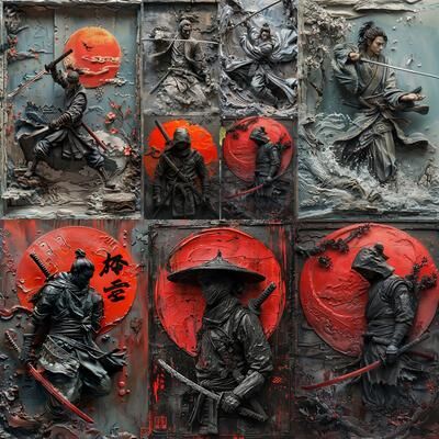 Silver Stone Store Samurai Sword Art Metal Sign Authentic Japanese Warrior Painting For Cafe, Garage & History Themed Room Decor 5 20x30cm