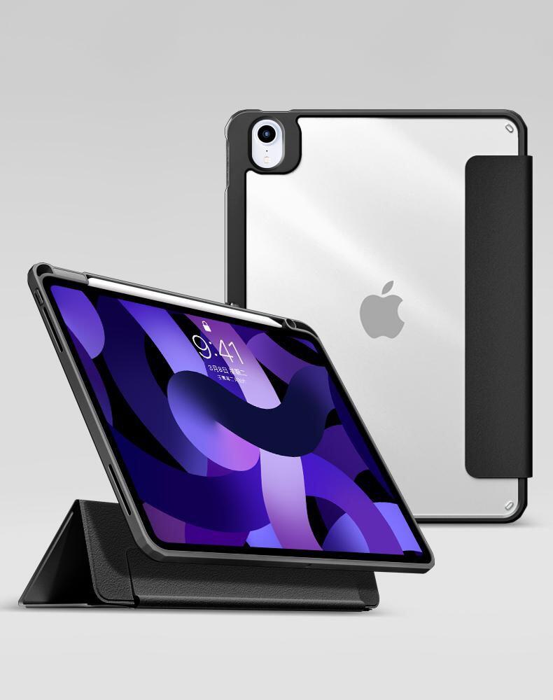 eSTUFF Boston Flip-Hülle für das iPad der 10,9" (10. Gen 2022, 11. Gen 2025) - Black/Clear (Bulk) ES68202251-BULK