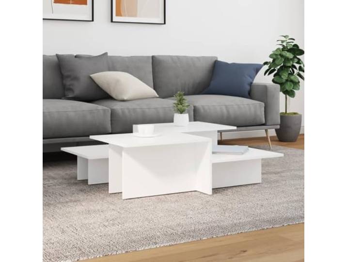 HEFZGDB Couchtische 2 STK. Weiß Holzwerkstoff Langlebig Stabil Mit Zwei Höhen Beistelltisch Wohnzimmertisch Glatte Oberfläche Feuchtigkeitsbeständig