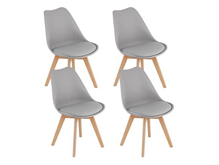 Home Collective 4er Set Esszimmerstuhl Stuhl Wohnzimmerstuhl, in insgesamt 11 Farben, 4X grau mit Kunststoffbeinen in Natur, bequemer & Stabiler Schalenstuhl