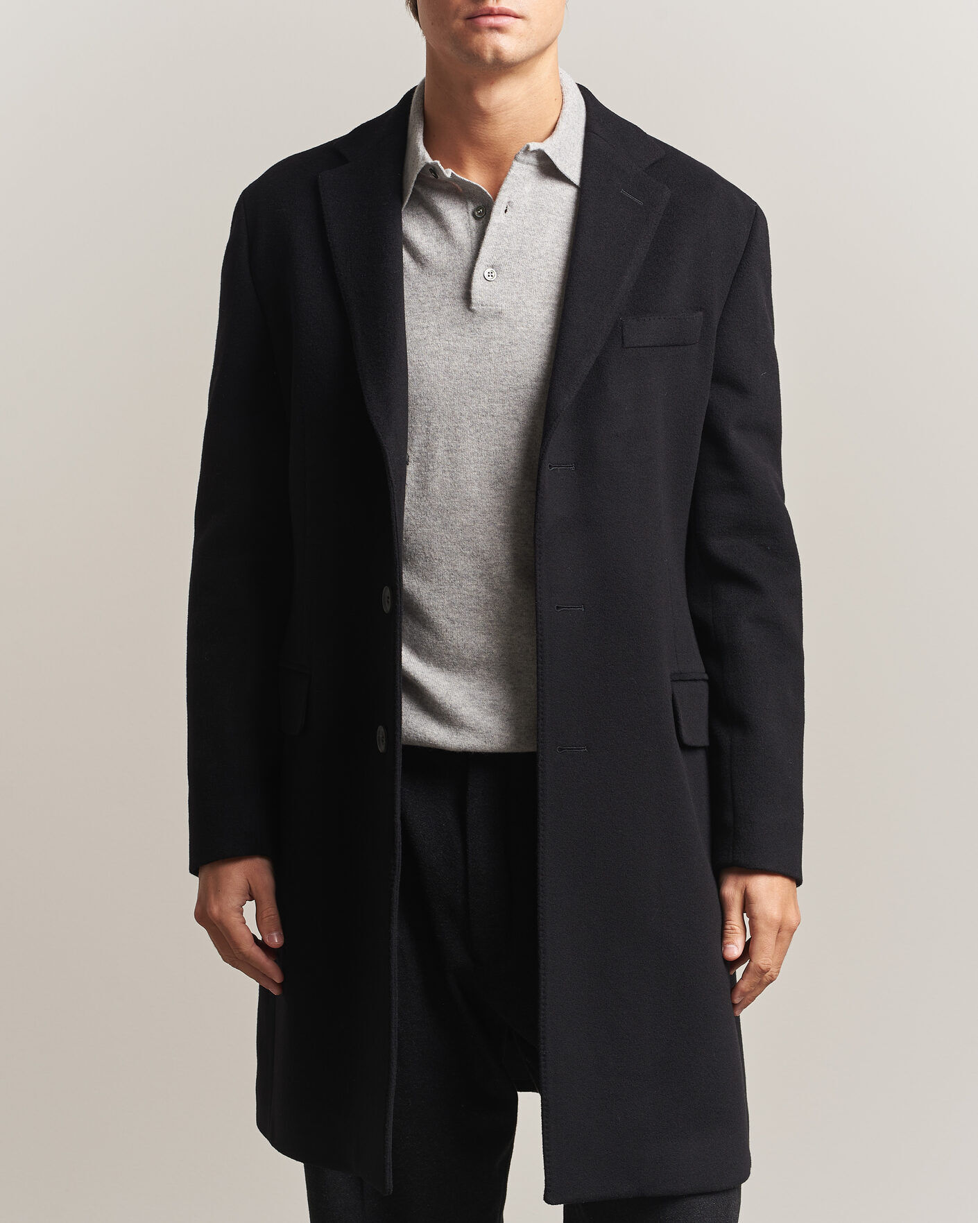 Oscar Jacobson Sergio Wool Coat Black men 48 Sort