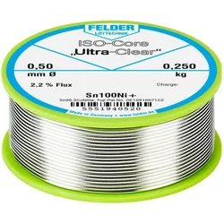 Felder Lottechnik ISO-Core Ultra-Clear Sn100Ni+ (Lötzinn), Lötgerät Zubehör, Transparent