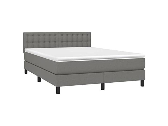 vidaXL Boxspringbett mit Matratze Dunkelgrau 140x200 cm Stoff