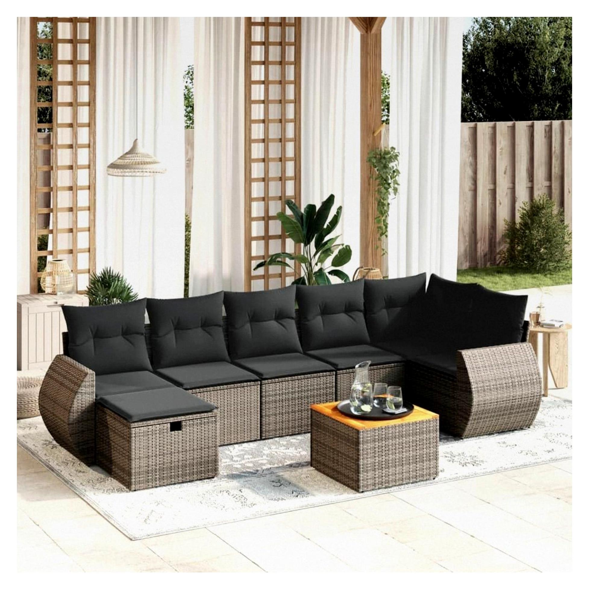 Gartenlounge Set mit Stauraum - Rattan Sofa für den Außenbereich