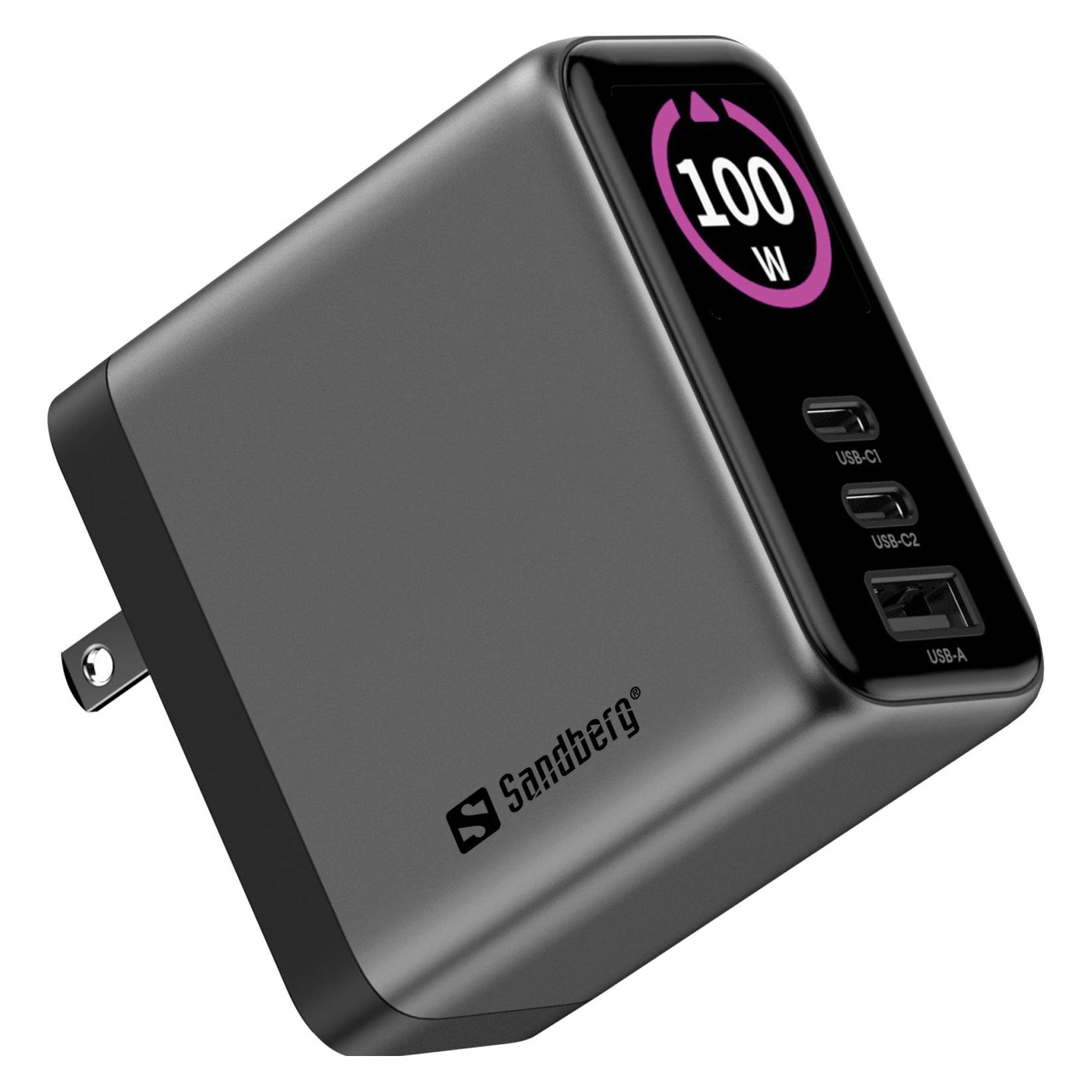 Sandberg Travel Charger PD100W Display (100 W, 3 Ports) (441-71)