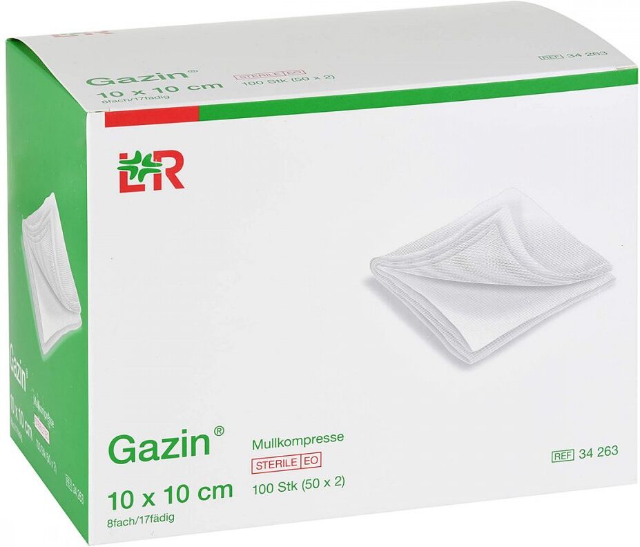 Gazin Mullkomp.10x10 cm steril 8fach