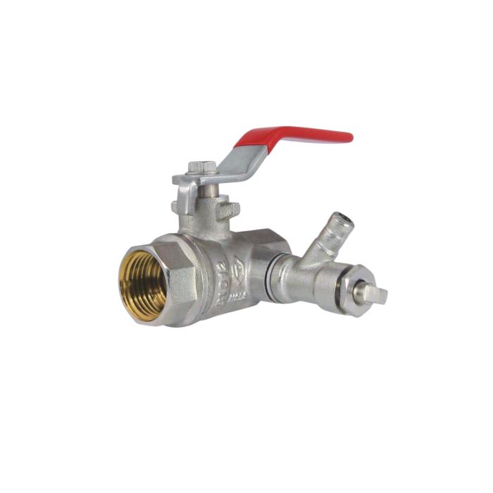 AquaCraft Kugelhahn 1001000149 Messing 3/4" IG (Rp) x IG (Rp) – mit Entleerung und flachem rotem Hebelgriff