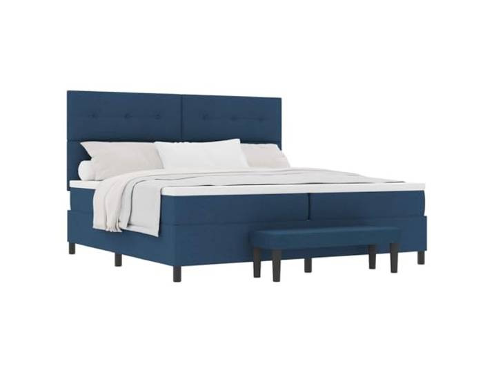 KKgypkn Stoff Boxspringbett 200x200 cm mit verstellbarem Kopfteil Blau