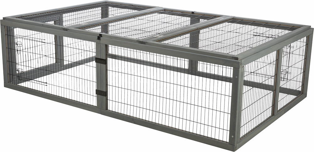 TRIXIEHEIMTIERBEDARF Freilaufgehege mit Abdeckung, Holz, 174x48x109cm, grau 16976322