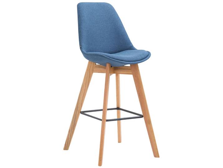 TPFLiving Barhocker Medoc Gestell Natura Stoff - Blau