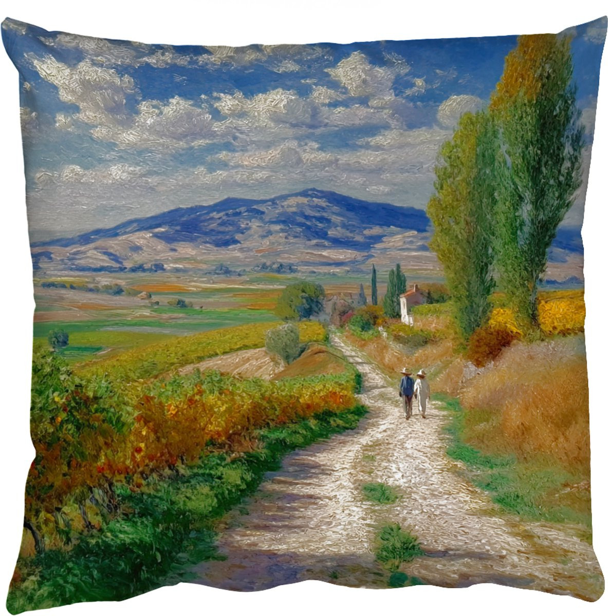 PillowMonkey Sierkussen Mensen Wandelen Zandpad Velden 60 x 60 cm