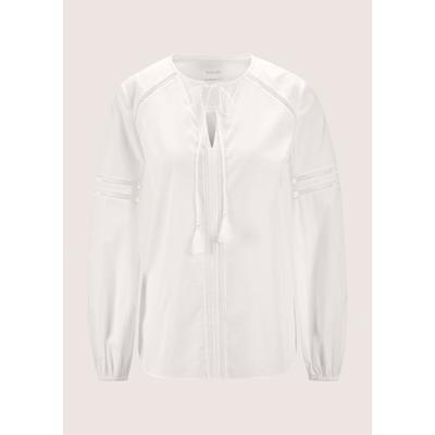 Langarmbluse MADELEINE "Tunika Moderne Bluse mit Spitzeneinsätzen", Damen, Gr. 42, weiß, Obermaterial: 100% Baumwolle CO., Modern, Blusen